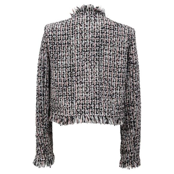 Self-Portrait Black Fringed Boucle Jacket in Black Polyester - Picture 3 of 5